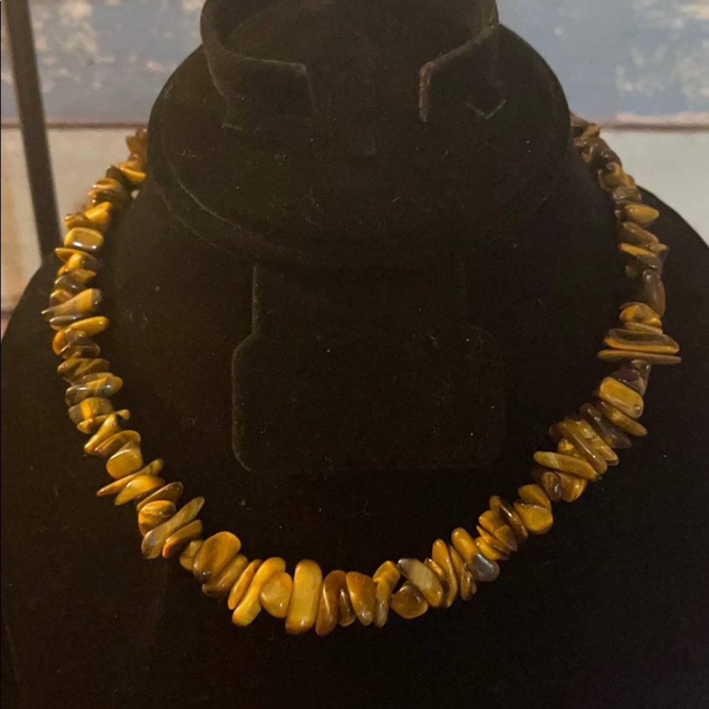 Fine jewelry chip tiger eye gemstone necklace